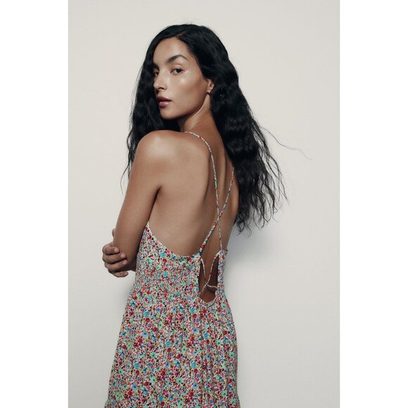 Zara Floral Print V-Neck Maxi Dress - Picture 5 of 9